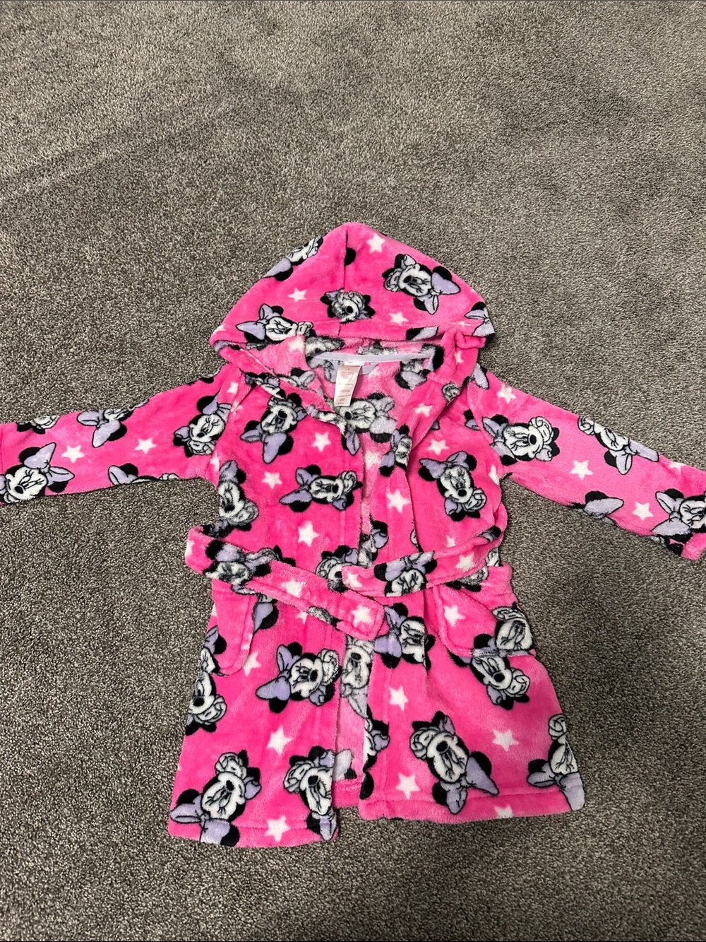 Kids Pink Minnie Mouse Fleece Hooded Robe